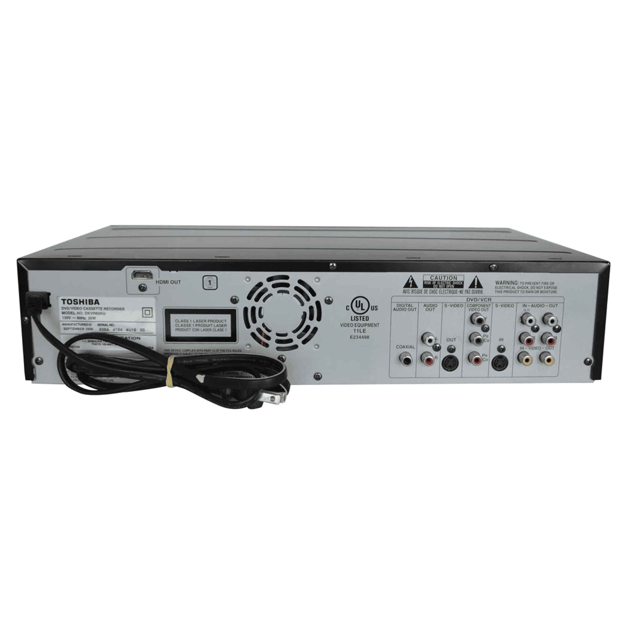 Toshiba DKVR60 DVD/VCR Combo Recorder, 1080p Resolution, HDMI Output, 1 Count