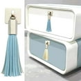 thumbnail image 1 of de cuero PU con borlas, armario, gabinete, del cajón de la puerta, estilo de lujo de luz nórdica Azul perfecl tiradores de cajones, 1 of 8