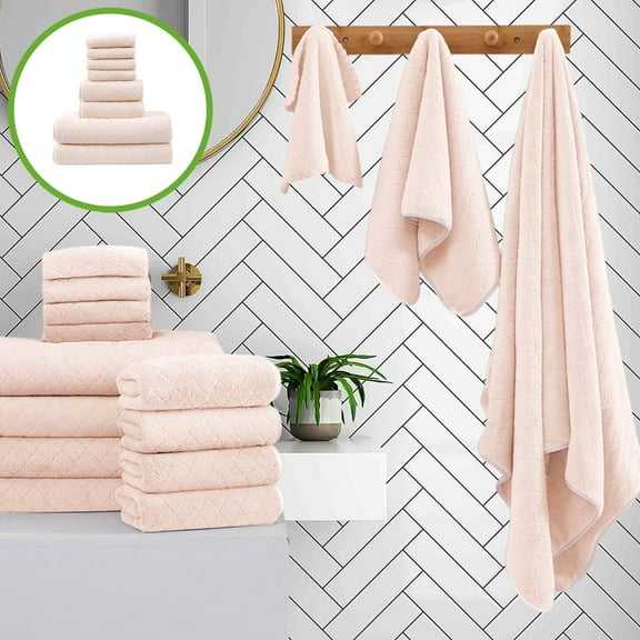 New 8-Piece Cotton Bath Towel Set - Super Soft, Absorbent & Quick-Dry - Includes 4 Square Towels (30x30cm), 2 Bath Towels (70x140cm), 2 Washcloths (35x75cm) - Spa Luxury Towels for Home & Bathroom