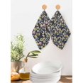 thumbnail image 2 of Vintage Flower Kitchen Dish Towels for Drying Dishes Set of 2, Yellow Spring Floral Leaf Pastoral Birds Navy Blue Waffle Weave Microfiber Hand Tea Bathroom Towels Quick Dry & Absorbent Towel 12x12, 2 of 7