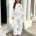 thumbnail image 4 of ITSAME Girls Fleece-Lined Hooded Sweatshirt and Wide Leg Pants Set 2-Piece Heart Print Casual Warm Outfit Size 9, 4 of 6