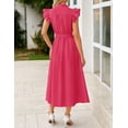 thumbnail image 3 of Vestido midi ZESICA 2025 de verano bohemio con cuello en V y manga ondulada, 3 of 8