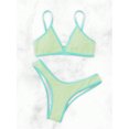thumbnail image 1 of Conjunto de Bikini pequeño con realce para mujer, traje de baño pequeño con Tanga, Color contrastante, estilo brasileño, 2024, 1 of 5