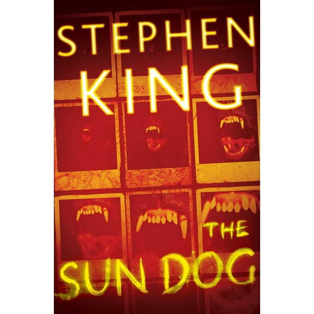 figures and dog in front of the sun