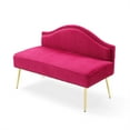 thumbnail image 2 of 46.5 Inch Pleated Velvet Upholstered Bench, Modern Tufted Dining Bench Loveseat Couch with Backrest and Metal Legs, Padded Bed End Bench Chair for Entryway Living Room Bedroom, Red, 2 of 5