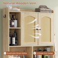 thumbnail image 6 of Over The Toilet Storage Cabinet with 3 Doors, Farmhouse Space Saver for Bathroom Organizer with Paper Holder, 10 Shelves and Hooks, 7-Tier Over Washing Machine Cabinet for Laundry, Bathroom, Natural, 6 of 9
