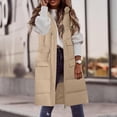 thumbnail image 6 of Hvyesh Long Quilted Vest for Women Sleeveless Hooded Outerwear Coats Warm Zip Up Pockets Coats Winter Padded Thermal Gilet Outerwear, 6 of 7