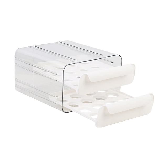 Bandeja para huevos de 2 capas con asas, contenedor para guardar huevos frescos Blanco