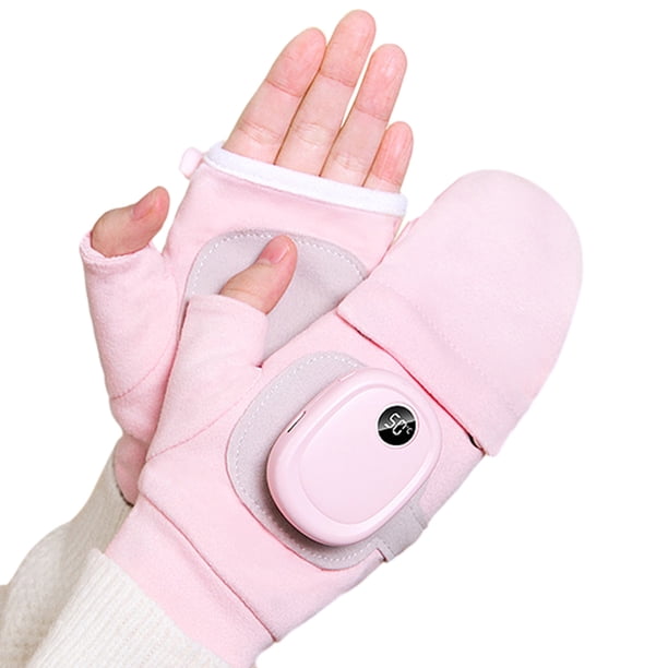 Guantes de guantes Tipo-C Recargable Calefacción de invierno 3 Niveles de calor para mujeres Hombres Rosa