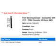 thumbnail image 2 of Front Steering Damper - Compatible with 1975 - 1986 Chevy K5 Blazer 4WD 1976 1977 1978 1979 1980 1981 1982 1983 1984 1985, 2 of 2