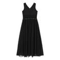 thumbnail image 4 of Miutii Kids Girls Shiny Rhinestones Birthday Party Dress Sleeveless V Neck Wedding Bridesmaid Dress Black 6, 4 of 9