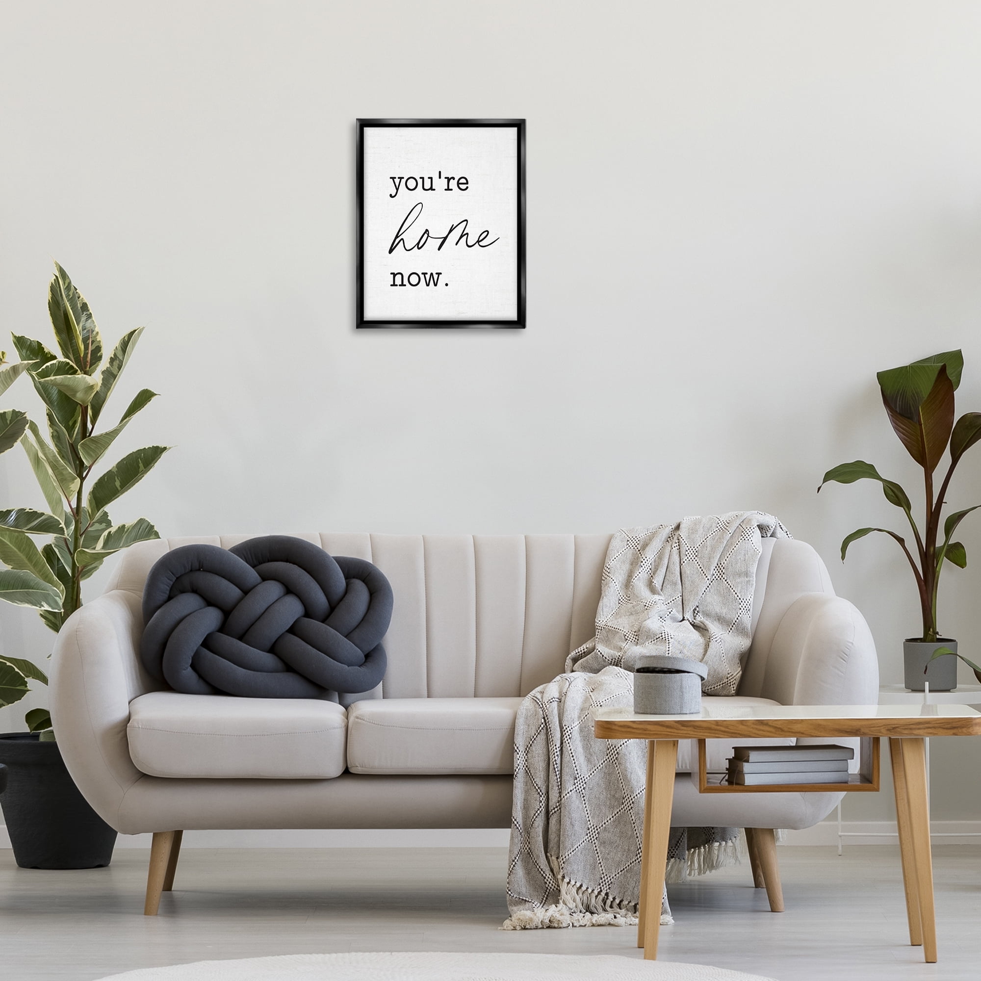 Stupell Industries You're Home Now Text & Numbers Painting Black Floater Framed Canvas Art Print Wall Art, 17 x 21