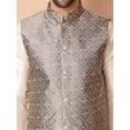 thumbnail image 6 of Maple Clothing Men's Indian Sequins Nehru Jacket Printed Bandhgala Festive Waistcoat (Grey, XXL), 6 of 7