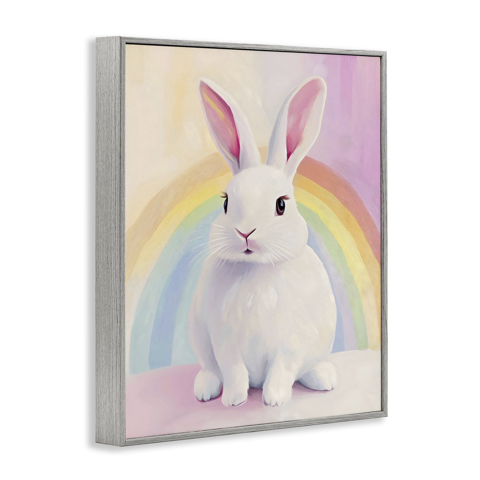 Stupell Industries Rainbow Bunny in Pastel Hues Gray Framed Giclee Art, design by The Prints Vibe