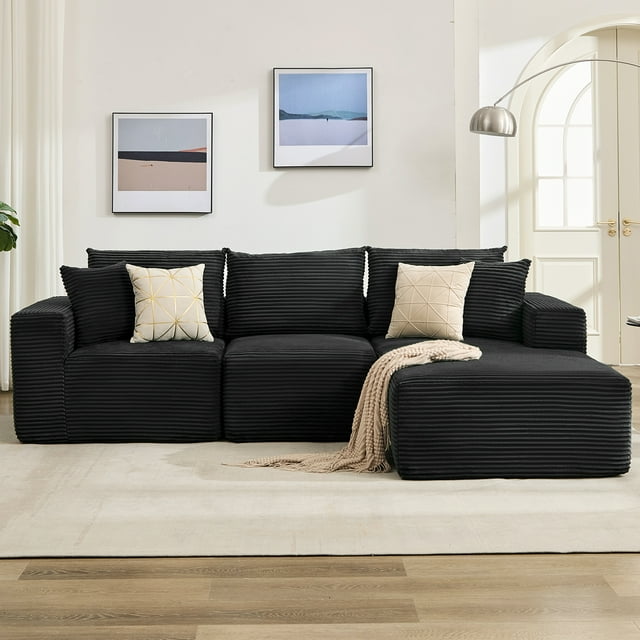 GloryStar Canapé Sectionnel Modulaire en L, Canapé Nuage de 108 Pouces avec Méridienne Réversible de 67,5 Pouces, Assise Profonde, Prêt à Utiliser