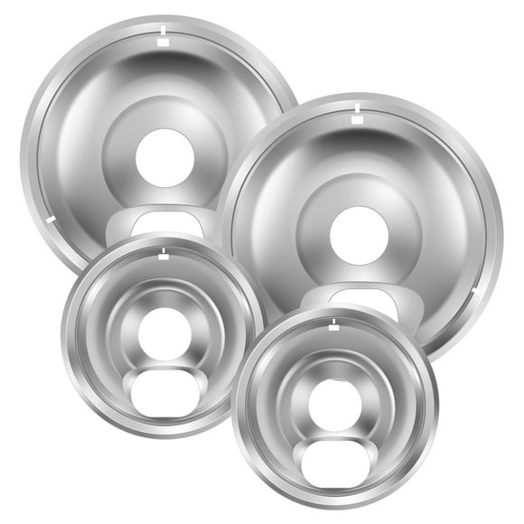 NUAHRHY 4 Pcs Drip Pans Set with Chrome Coating Heat Resistant Drip Pan Round Stove Drip Pans Electric Stove Burner Drip Pans Includes 2 Pcs 6inch and 2 Pcs 8inch for Home Kitchen
