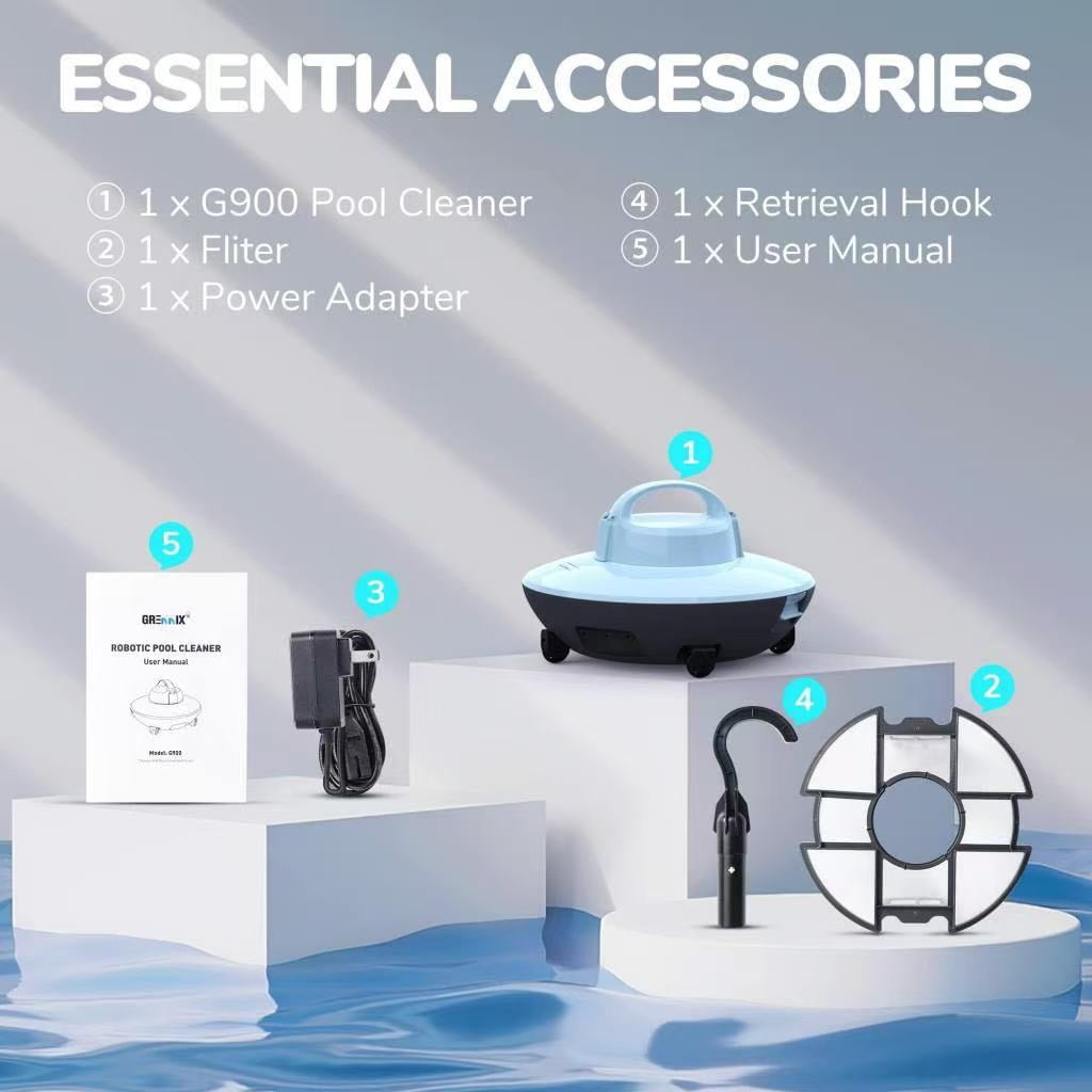 Seauto Cordless Robotic Pool Cleaner, Automatic Pool Vacuum with Powerful Suction, Rechargeable Pool Cleaning Robot with Self-Parking, for Above Ground & In-Ground Swimming Pools