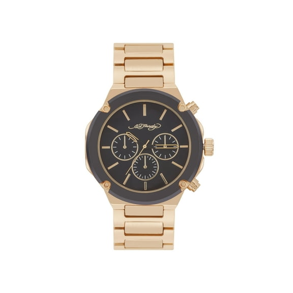 Ed Hardy Singles Quartz Men's Brushed Gold Metal Strap 46mm Analog Watch