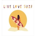 thumbnail image 3 of Graphic Beach Duvet Cover Set, Live Love Surf Text and Girl with Surfboard, Decorative 3 Piece Bedding Set with 2 Pillow Shams, Calking Size, Earth Yellow Beige, by Ambesonne, 3 of 3