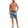 thumbnail image 2 of INSPIRE CHIC Men's Trunks Tropical Leaf Print Elastic Drawstring Waist Beach Board Shorts 30 Blue White, 2 of 5