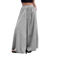 thumbnail image 3 of Women'S Striped Wide Leg Pants Elastic Waist Baggy Palazzo Trousers with Pockets Going Out Outfits Black & White L, 3 of 10