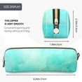 thumbnail image 4 of Ratiio Cyan Mint Marble Pattern Leather Pencil Case, Pencil Pouch with Durable Zipper, Compact and Stylish Organizer for Stationery, Art Supplies, Travel Essentials, 4 of 8