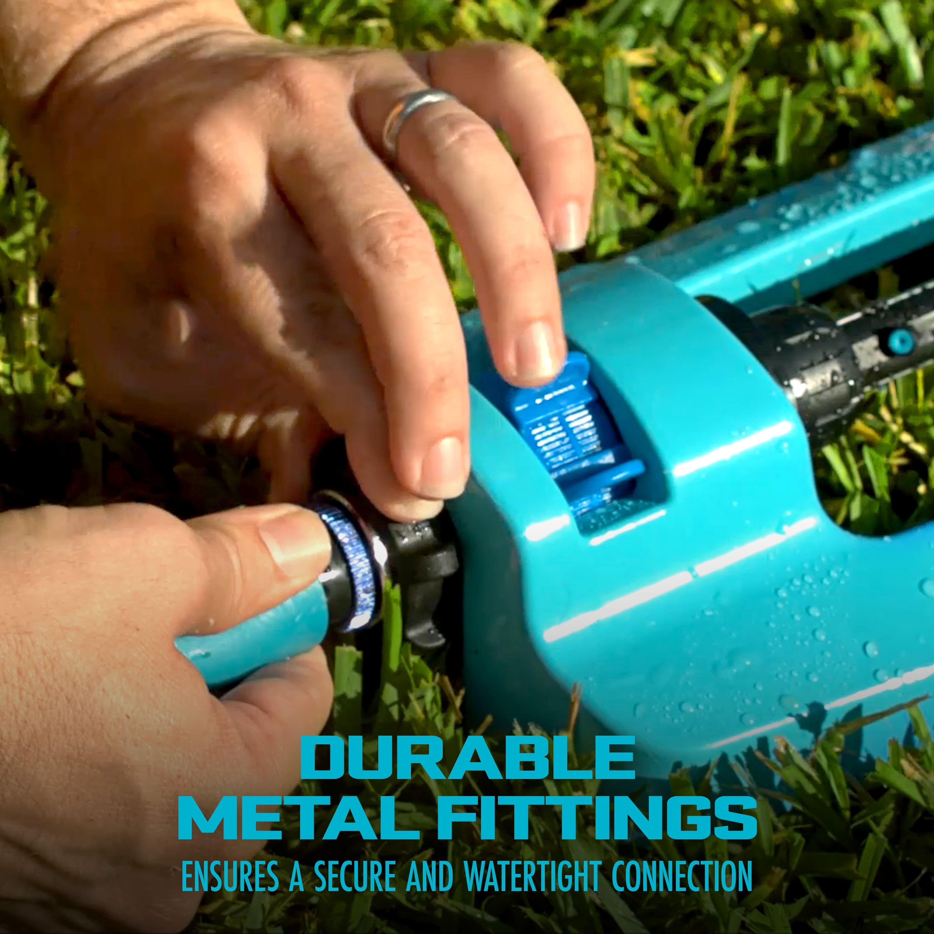 Aqua Joe Oscillating Metal Lawn Sprinkler, Adjustable Spray, 4,400 Sq. Ft. Max Coverage