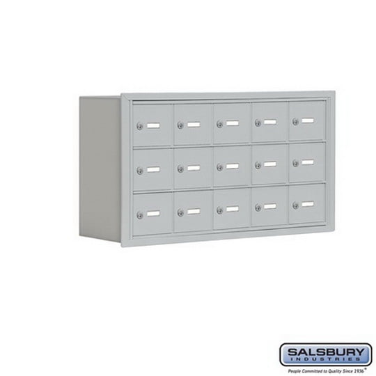 Salsbury Industries 19038-15ARK Cell Phone Storage Locker - 3 Door High Unit (8 Inch Deep Compartments) - 15 A Doors - Aluminum - Recessed Mounted - Master Keyed Locks