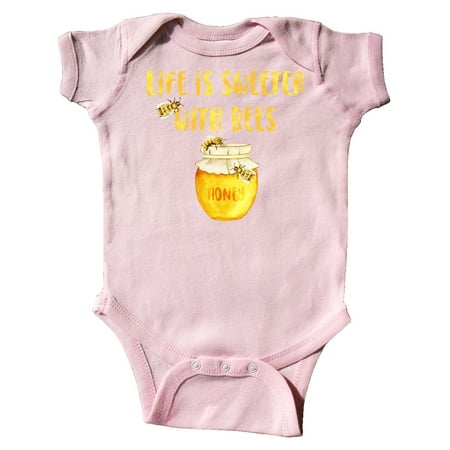 

Inktastic Life s Sweeter With Bees Gift Baby Boy or Baby Girl Bodysuit