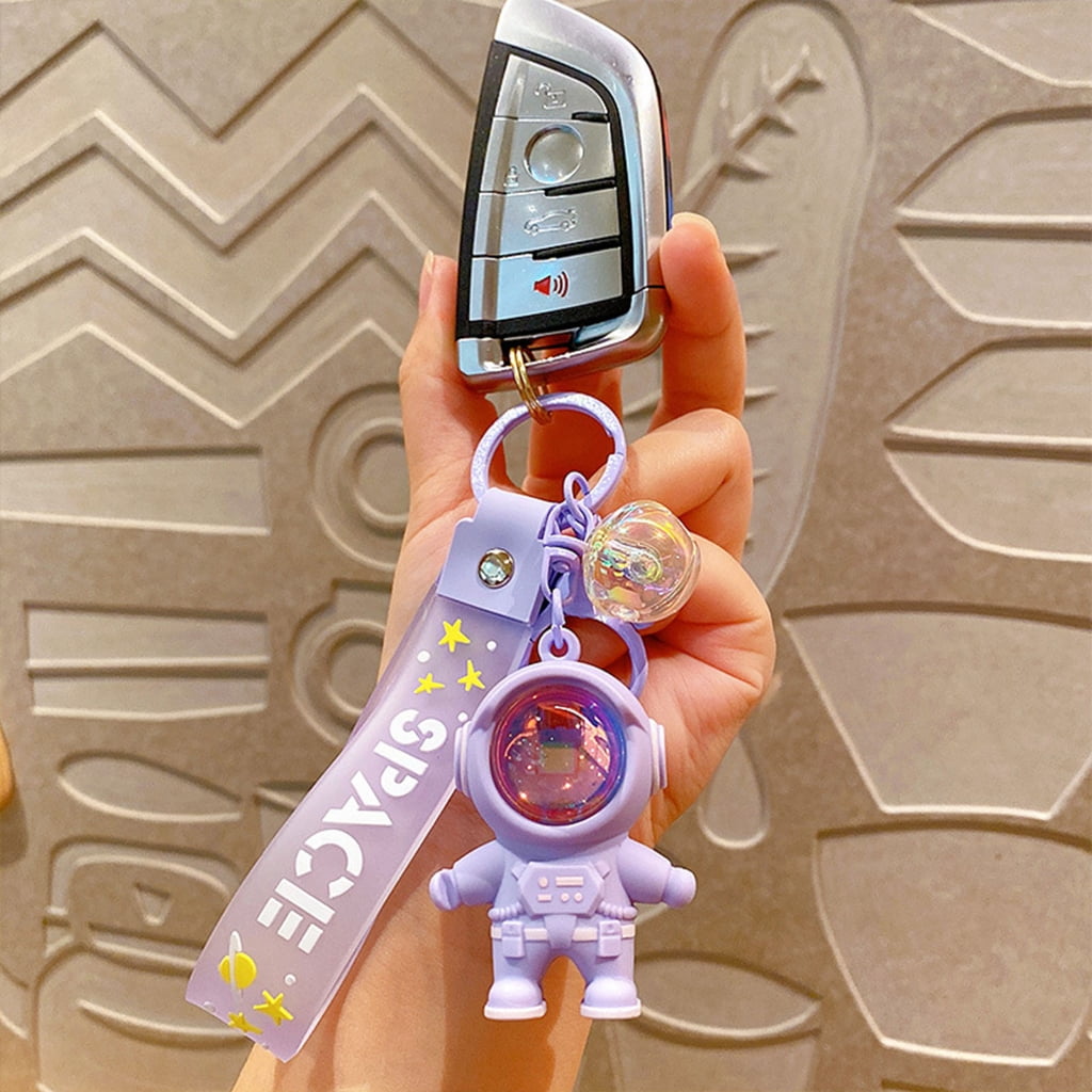 Spaceman Keychain with Letter Wristband Astronaut Keyring Sunset Projector  Light Keychain Pendant for Handbag Backpack 