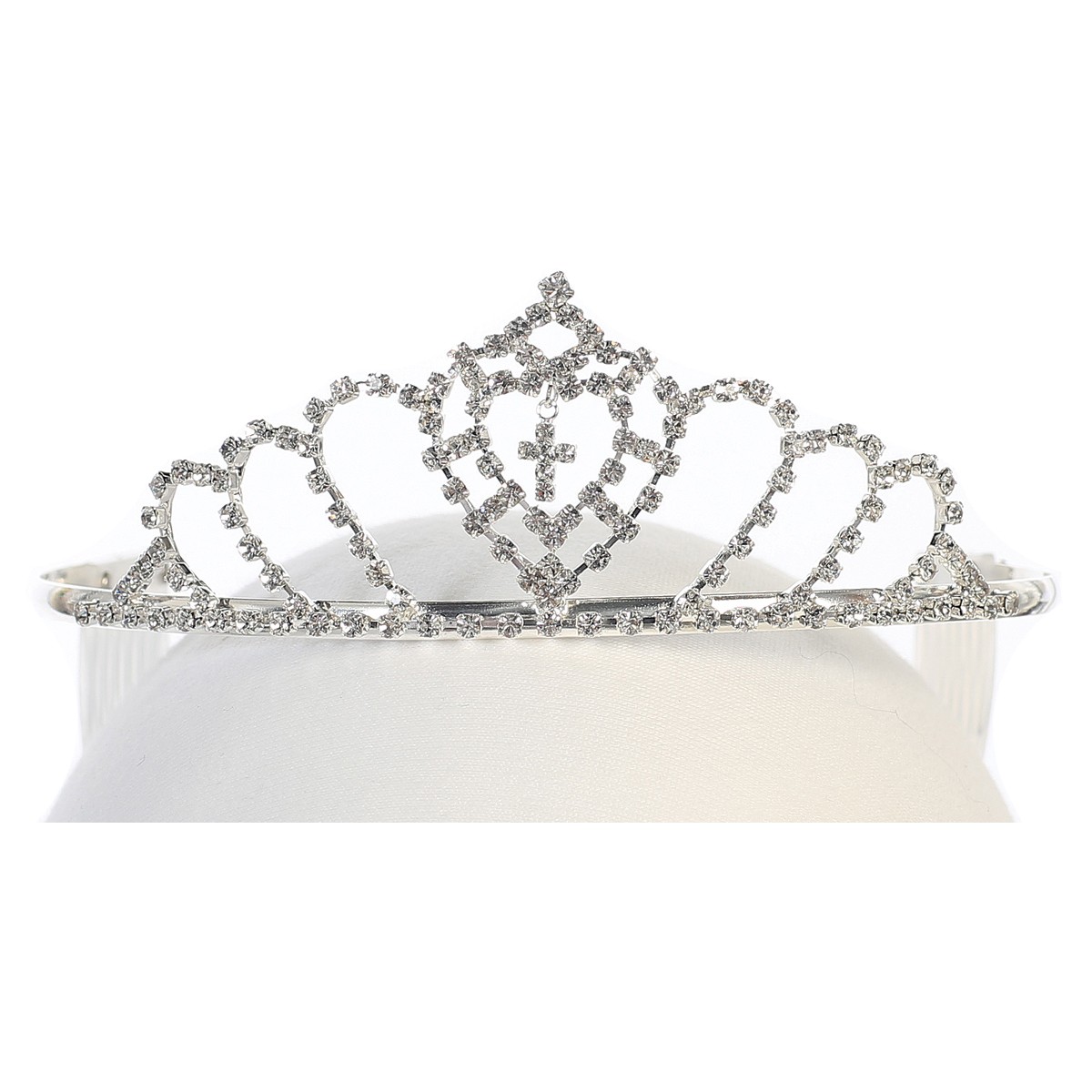 Angels Garment Girls Silver Sparkle Dangling Cross Tiara Headpiece ...