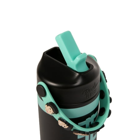 Dude Perfect Water Bottle, Silicone Handle, Double Wall Insulation and Leak-Proof Lid, 24 oz Capacity, Black