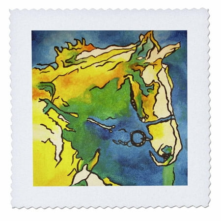 3dRose Horse and Bridle - bridle, equestrian, equestrianism, headstall, horse, horse owner, horse riding - Quilt Square, 16 by 16-inch