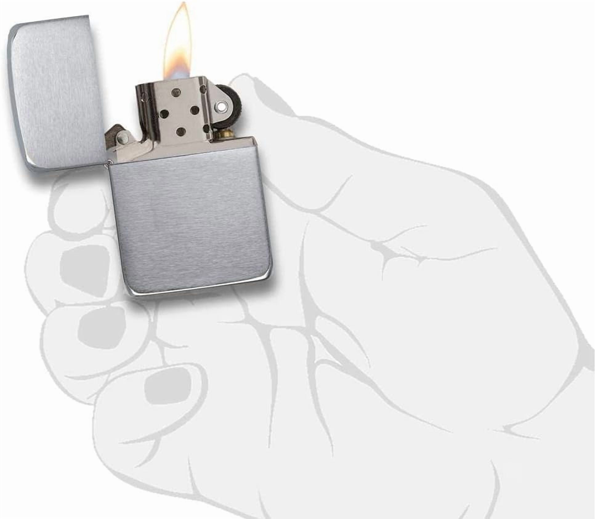 Zippo Lighter - Personalized Custom Message Engrave Brushed Chrome 1941 Replica Style Windproof Zippo Lighter #1941
