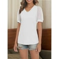 thumbnail image 2 of Womens Summer Tops Short Sleeve V Neck T Shirts Swiss Dot Puff Sleeve Tops Loose Casual Tshirts, 2 of 5