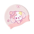 thumbnail image 2 of Gorro de baño para niños, impermeable, elástico, con protección para los oídos, flexible, para ducha y baño, ideal para hacer esnórquel, deportes Rosa, 2 of 8