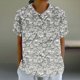 thumbnail image 4 of Tops de Manga Corta para las Mujeres Suelto Ajuste Casual Cortado Manga Corta Blusa de Impresión, Camisa Suelta de Cuello Redondo de Poliéster, Lavado a Mano Primavera Verano, 4 of 5