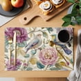 thumbnail image 2 of Spring Flowers Placemats Set of 4 Farmhouse Botanical Blossom Floral Birds Place Mats Indoor Wipeable Table Mats Washable Cloth Dining Table Placemats for Kitchen Holiday Party Home Decor 13x19 Inch, 2 of 9