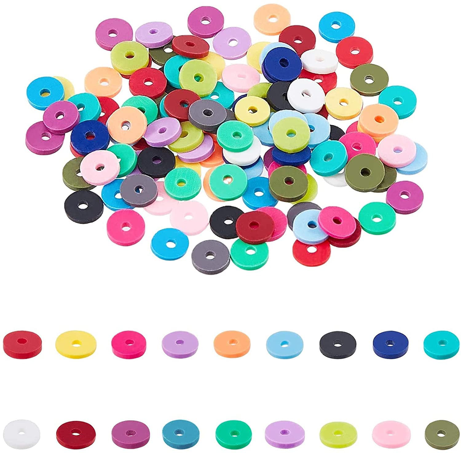 4500pcs Clay Black Stone Beads 18 Colors 6mm Flat Round Polymer Clay Beads  Diy Jewelry Marker Kit