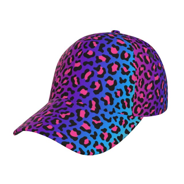 Fotbe Leopard Neon Rainbow Gradient Gorro Clásico de Béisbol, Gorra Ajustable con Broche Snapback, Gorro de Exterior de Algodón Suave