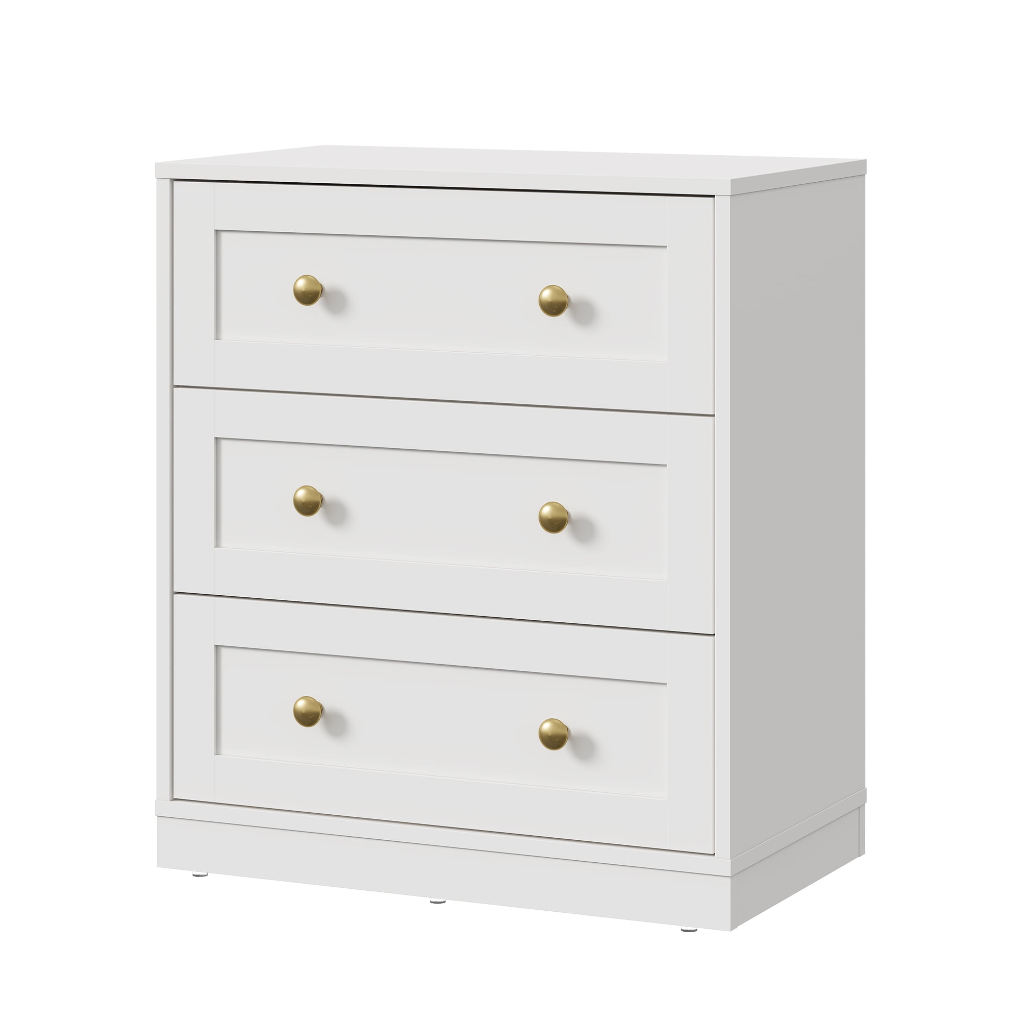 May in Color Set of 2 Nightstands, Modern 3-Drawer Bedside Tables with Gold Knobs, Wooden End Tables for Bedroom, Living Room, Hallway, or Closet