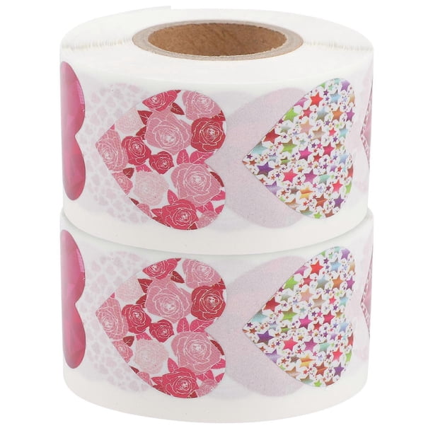 2 Rolls Love Heart Stickers Valentine's Day Gift Sealing Stickers Label Sticker