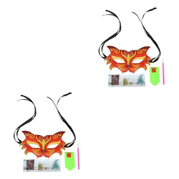 Naiovety Fiesta de disfraces Cubierta de ojos Pintura de diamante Animal Manual Maquillaje de diamantes de imitación Fiesta Cubierta de medio Tigre AA402 2piezas