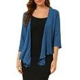 thumbnail image 1 of Allegra K Women's Leisure Open Front Self Tie 3/4 Sleeve Crop Shrug Cardigan, 1 of 6