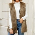 thumbnail image 4 of Akafmk Faux Furs Vests for Women,Sleeveless Winter Warm Jacket Coats,Womens Ladies Warm Faux Furry Long Coat Jacket Winter Solid V-neck Outerwear Coats Vests for Fall and Winter, 4 of 5