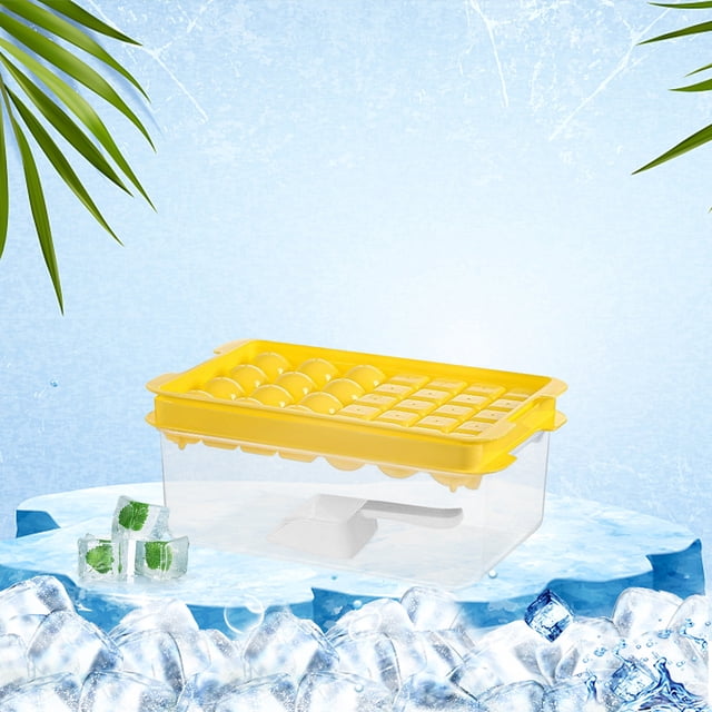 Mefallenssiah Two In One Ice, Shaped Ice Pellets, Circular Ice Balls, Lattice Ice Shovels, Double Layer with Cover, Press Ice Storage Box