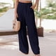 thumbnail image 2 of Pantalones sólidos informales para mujer, cómodos, elásticos, de cintura alta, de pierna ancha, informales, sueltos, para playa Fridja  alkflakhf34239, 2 of 6
