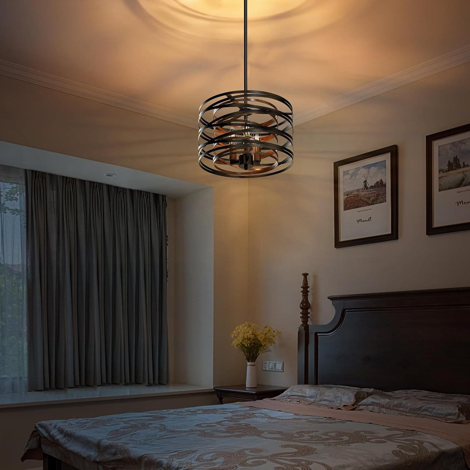 NookNova Black Chandelier, 3-Light Farmhouse Chandelier for Dining Room, Adjustable Hanging Light Fixtures Industrial Modern Chandelier for Bedroom, Foyer, Kitchen, Living Room, Entryway