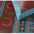 thumbnail image 5 of Chezmoi Collection Sedona 7-Piece Southwestern Wild Horses Microsuede Bedding Comforter Set, California King, Turquoise Blue, 5 of 16