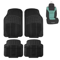 FH Group Trimmable Rubber Black Car Floor Mats, Universal Fit 4pc with Air Freshener